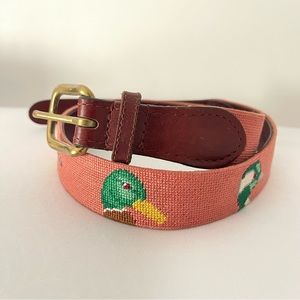 Smathers & Branson Belt Hand Stitched Needlepoint Duck Decoy Hunter Size 30